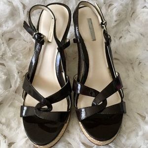 Chocolate Glossy Slingback Wedge